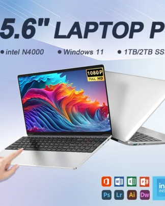 15.6" Laptop Computer Intel Celeron N4000 Notebook PC Fingerprint Unlock Windows 11 Pro 16GB DDR4 512GB 1TB SSD HD 1080P Laptops