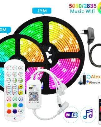 20M 30M RGB LED Strip Lights 5050 2835 5M 10M 15M Leds Tape Ribbon DC 12V LED Strip Lamp IR WiFi Bluetooth Controller Adapter EU